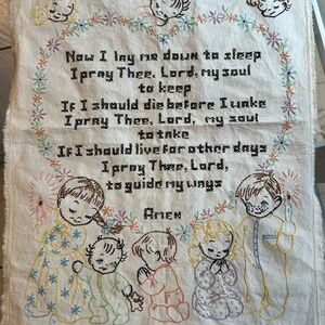 Vintage Now I Lay Me Down to Sleep embroidery